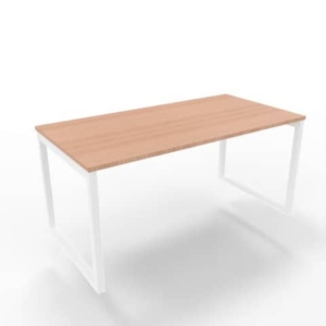 Scrivania piano Noce canaletto 160x80xh.75 cm gamba ad anello acciaio Bianco linea Practika P2 - ECSAT160-NO-I-0