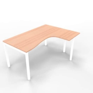 Scrivania angolare destra piano Noce canaletto 160x120xh.75 cm gamba a ponte in acciaio Bianco linea Practika P3-0