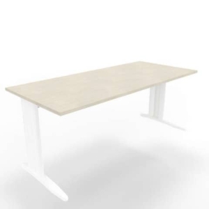 Scrivania piano cemento 180x80xh.75 cm gamba a L in acciaio Bianco linea Practika P1 Quadrifoglio - ECSMT180-CL-I-0