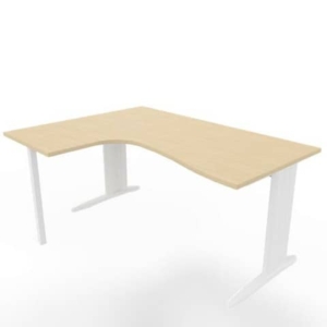Scrivania angolare sinistra piano Rovere 160x120xh.75 cm gamba a L in acciaio Bianco linea Practika P1 ECSMT16S-RK-I-0