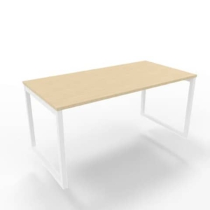 Scrivania piano Rovere 160x80xh.75 cm gamba ad anello in acciaio Bianco linea Practika P2 Quadrifoglio - ECSAT160-GR-I-0