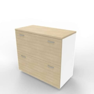 Armadio basso Rovere con scocca Bianca 90x45xh.81,5 cm con due classificatori estraibili Practika - ECEB90C-RK-BA-RK-0