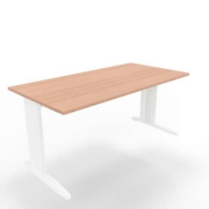 Scrivania piano Noce canaletto 160x80xh.75 cm gamba a L in acciaio Bianco linea Practika P1 ECSMT160-NO-I-0