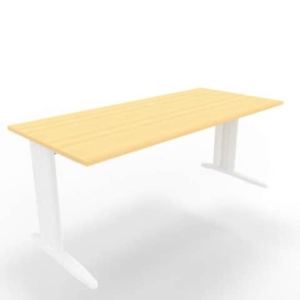 Scrivania piano Faggio 180x80xh.75 cm gamba a L in acciaio Bianco linea Practika P1 Quadrifoglio - ECSMT180-FA-I-0