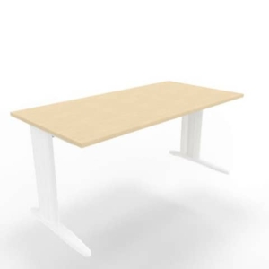 Scrivania piano Rovere 160x80xh.75 cm gamba a L in acciaio Bianco linea Practika P1 Quadrifoglio - ECSMT160-RK-I-0