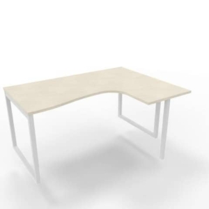 Scrivania angolare destra piano cemento 160x120xh.75 cm gamba ad anello acciaio Bianco Practika P2 - ECSAT16D-CL-I-0