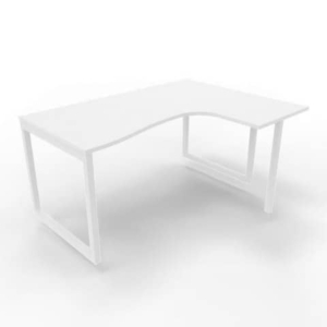 Scrivania angolare destra piano Bianco 160x120xh.75 cm gamba ad anello acciaio Bianco Practika P2 - ECSAT16D-BA-I-0