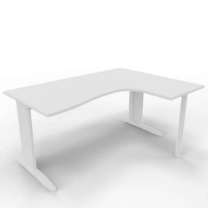 Scrivania angolare destra piano Bianco 160x120xh.75 cm gamba a L in acciaio Bianco linea Practika P1 ECSMT16D-BA-I-0