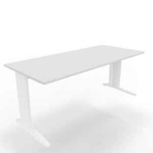 Scrivania piano Grigio 180x80xh.75 cm gamba a L in acciaio Bianco linea Practika P1 Quadrifoglio - ECSMT180-GR-I-0