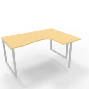 Scrivania angolare destra piano Faggio 160x120xh.75 cm gamba ad anello acciaio Bianco Practika P2 - ECSAT16D-FA-I-0