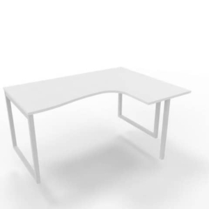 Scrivania angolare destra piano Grigio 160x120xh.75 cm gamba ad anello acciaio Bianco Practika P2 - ECSAT16D-GR-I-0
