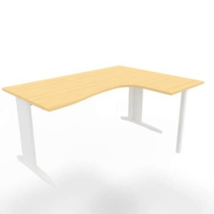 Scrivania angolare destra piano Faggio 160x120xh.75 cm gamba a L in acciaio Bianco linea Practika P1 ECSMT16D-FA-I-0