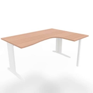 Scrivania angolare destra piano Noce canaletto 160x120xh.75 cm gamba a L in acciaio Bianco Practika P1 ECSMT16D-NO-I-0