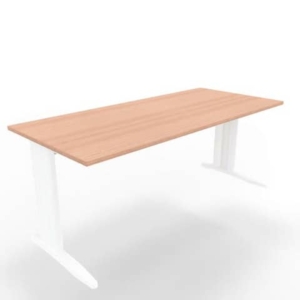 Scrivania piano Noce canaletto 180x80xh.75 cm gamba a L in acciaio Bianco linea Practika P1 ECSMT180-NO-I-0