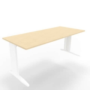 Scrivania piano Rovere 180x80xh.75 cm gamba a L in acciaio Bianco linea Practika P1 Quadrifoglio - ECSMT180-RK-I-0