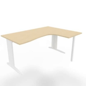 Scrivania angolare destra piano Rovere 160x120xh.75 cm gamba a L in acciaio Bianco linea Practika P1 ECSMT16D-RK-I-0