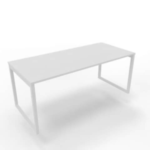 Scrivania piano Bianco 180x80xh.75 cm gamba ad anello in acciaio Bianco linea Practika P2 Quadrifoglio - ECSAT180-BA-I-0