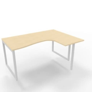 Scrivania angolare destra piano Rovere 160x120xh.75 cm gamba ad anello acciaio Bianco Practika P2 - ECSAT16D-RK-I-0