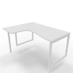 Scrivania angolare sinistra piano Bianco 160x120xh.75 cm gamba ad anello acciaio Bianco Practika P2 - ECSAT16S-BA-I-0