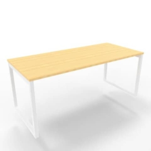 Scrivania piano Faggio 180x80xh.75 cm gamba ad anello in acciaio Bianco linea Practika P2 Quadrifoglio - ECSAT180-FA-I-0
