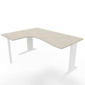 Scrivania penisola a sx piano cemento 160x120xh.75 cm gamba a L in acciaio Bianco linea Practika P1 ECSMT16S-CL-I-0