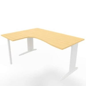 Scrivania angolare sinistra piano Faggio 160x120xh.75 cm gamba a L in acciaio Bianco linea Practika P1 ECSMT16S-FA-I-0