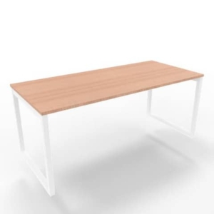 Scrivania piano Noce canaletto 180x80xh.75 cm gamba ad anello acciaio Bianco linea Practika P2 - ECSAT180-NO-I-0