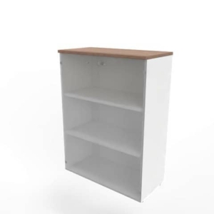 Armadio medio con ante vetro fumè, top Noce canaletto scocca Bianca 90x45xh.123,2 cm- ECEM90V-NO-BA-GE-0
