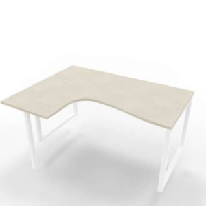 Scrivania angolare sinistra piano cemento 160x120xh.75 cm gamba ad anello acciaio Bianco Practika P2 - ECSAT16S-CL-I-0