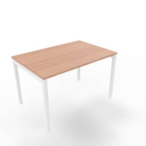 Scrivania piano Noce canaletto 120x80xh.75 cm gamba a ponte in acciaio Bianco linea Practika P3 ECSPT120-NO-I-0