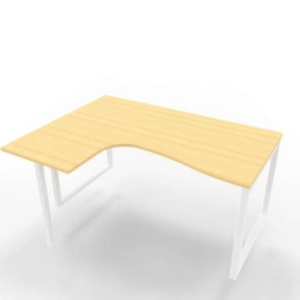 Scrivania angolare sinistra piano Faggio 160x120xh.75 cm gamba ad anello acciaio Bianco Practika P2 - ECSAT16S-FA-I-0