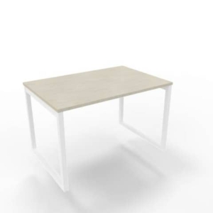 Scrivania piano cemento 120x80xh.75 cm gamba ad anello in acciaio Bianco linea Practika P2 Quadrifoglio - ECSAT120-CL-I-0