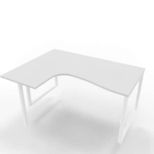 Scrivania angolare sinistra piano Grigio 160x120xh.75 cm gamba ad anello acciaio Bianco Practika P2 - ECSAT16S-GR-I-0