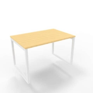 Scrivania piano Faggio 120x80xh.75 cm gamba ad anello in acciaio Bianco linea Practika P2 Quadrifoglio - ECSAT120-FA-I-0