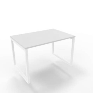 Scrivania piano Grigio 120x80xh.75 cm gamba ad anello in acciaio Bianco linea Practika P2 Quadrifoglio - ECSAT120-GR-I-0