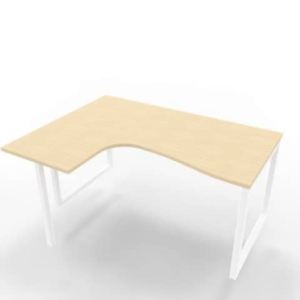 Scrivania angolare sinistra piano Rovere 160x120xh.75 cm gamba ad anello acciaio Bianco Practika P2 - ECSAT16S-RK-I-0