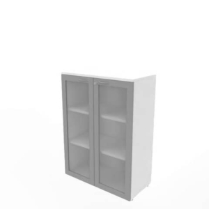 Armadio medio ante vetro telaio MDF - top Bianco scocca Bianca 90x45xh.123,2 cm Practika Quadrifoglio - ECEM90T-BA-BA-V3-0