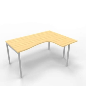 Scrivania angolare destra piano Faggio 160x120xh.75 cm gamba a ponte in acciaio Argento linea Practika P3 ECSPT16D-FA-A-0