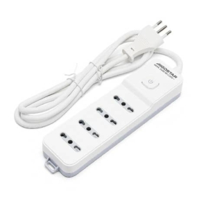 Multipresa bassa a 4 vie P17/P11 con interruttore 16A - cavo 1,5 m Aigostar Bianco e Grigio - 281489-0