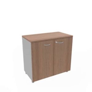 Armadio basso altezza scrivania ante noce canaletto scocca trama antracite 80x45xH.73 cm - ECEB80B-NO-TA-NO - LoveOffice