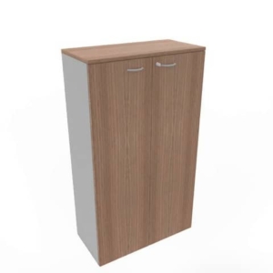 Armadio medio con ante noce canaletto scocca trama antracite 90x45xH.160 cm Practika Quadrifoglio - ECEL90L-NO-TA-NO - LoveOffice