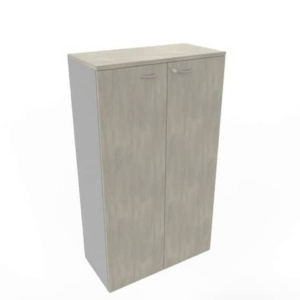 Armadio medio con ante battenti cemento scocca trama antracite 90x45xH.160 cm Practika Quadrifoglio - ECEL90L-CL-TA-CL - LoveOffice