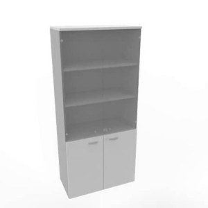 Armadio alto con ante basse grigio e alte in vetro scocca trama antracite 90x45xH.200 cm - ECE490V-GR-TA-GE - LoveOffice