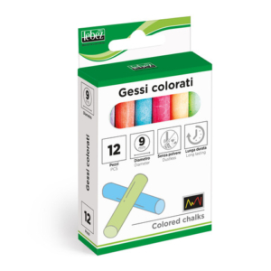 Gessi tondi non polverosi Lebez Ø 9 mm colori assortiti - 20 conf. da 12 gessetti - 515 - LoveOffice