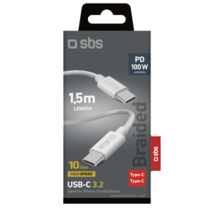 Cavo SBS USB-C/USB-C 3.2 - 100W - 10 Gbps - grigio TECABLETISSUETCC32G - LoveOffice