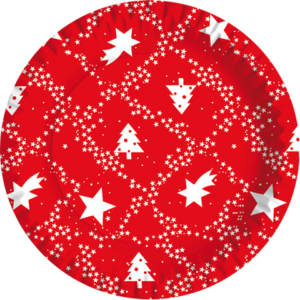 Piatti piani in fibra vergine Dopla Red Xmas conf. 10 pz Ø180 mm 11817 - LoveOffice