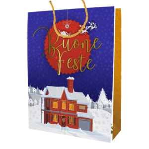 Shopper Natalizia Biembi Premium ''Buone feste'' - conf. 6 pezzi - 18x23x10 cm - BXS202P11B - LoveOffice