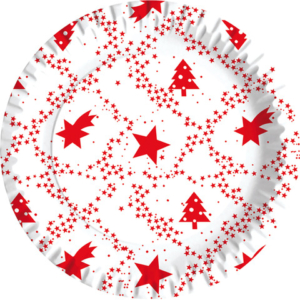 Piatti piani in fibra vergine Dopla Red Xmas conf. 10 pz Ø230 mm 11816 - LoveOffice