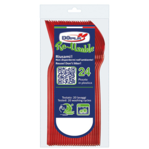 Cucchiaini compact in polistirene Dopla Reusable 125 mm conf. 24 pz rosso 03956 - LoveOffice