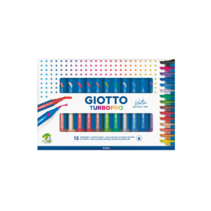 Pennarelli Giotto TurboPro doppia punta scalpello-pennello - conf. da 15 colori assortiti - F427800 - LoveOffice